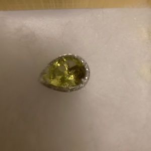 14k White gold Prasiolite & diamond pendant